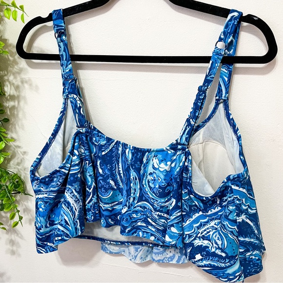 Torrid Blue White Floral Ruffle Bikini Top Bra 3X - Picture 3 of 5